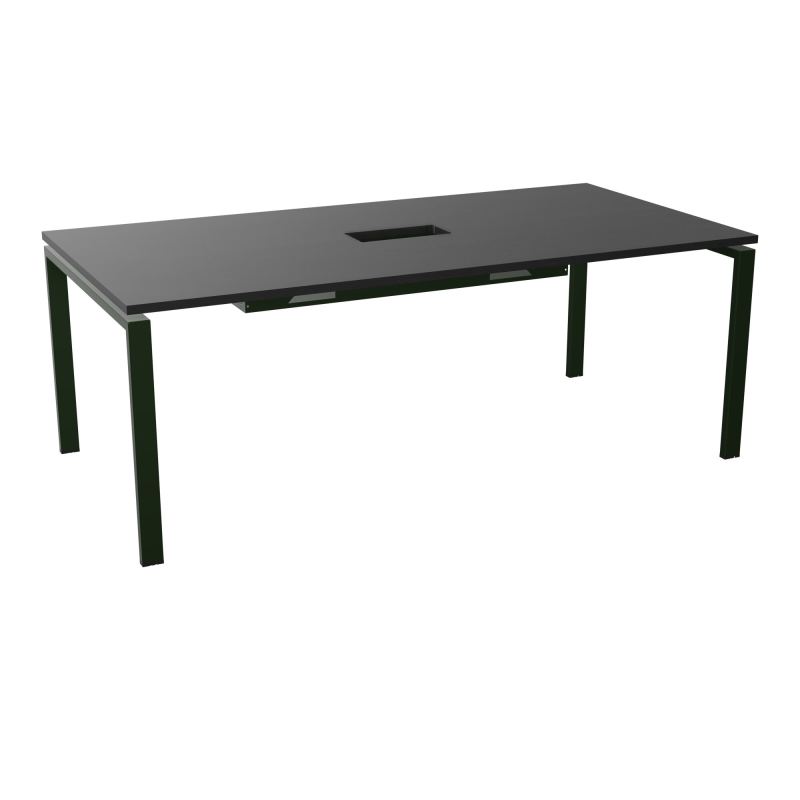 RIO TABLE DE REUNION P100X200 PL PERCE TRAPPE CENTRALE DOUBLE ACCES + GOULOTTE  RK ST