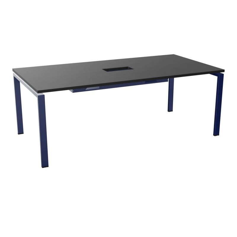 RIO TABLE DE REUNION P100X200 PL PERCE TRAPPE CENTRALE DOUBLE ACCES + GOULOTTE  RK X4
