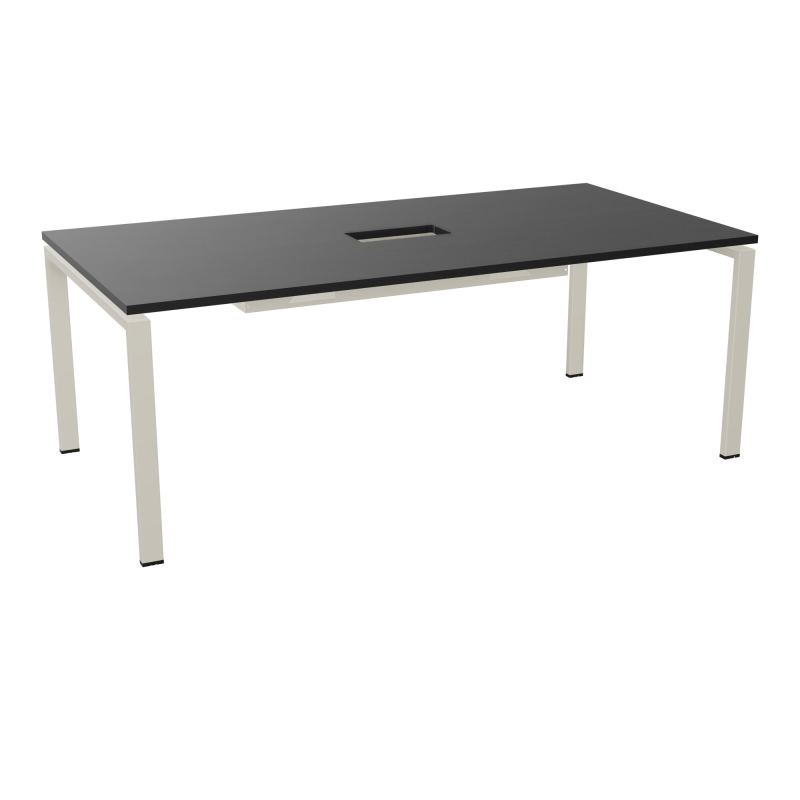 RIO TABLE DE REUNION P100X200 PL PERCE TRAPPE CENTRALE DOUBLE ACCES + GOULOTTE  RK ZC