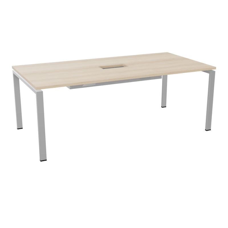 RIO TABLE DE REUNION P100X200 PL PERCE TRAPPE CENTRALE DOUBLE ACCES + GOULOTTE  RZ SA