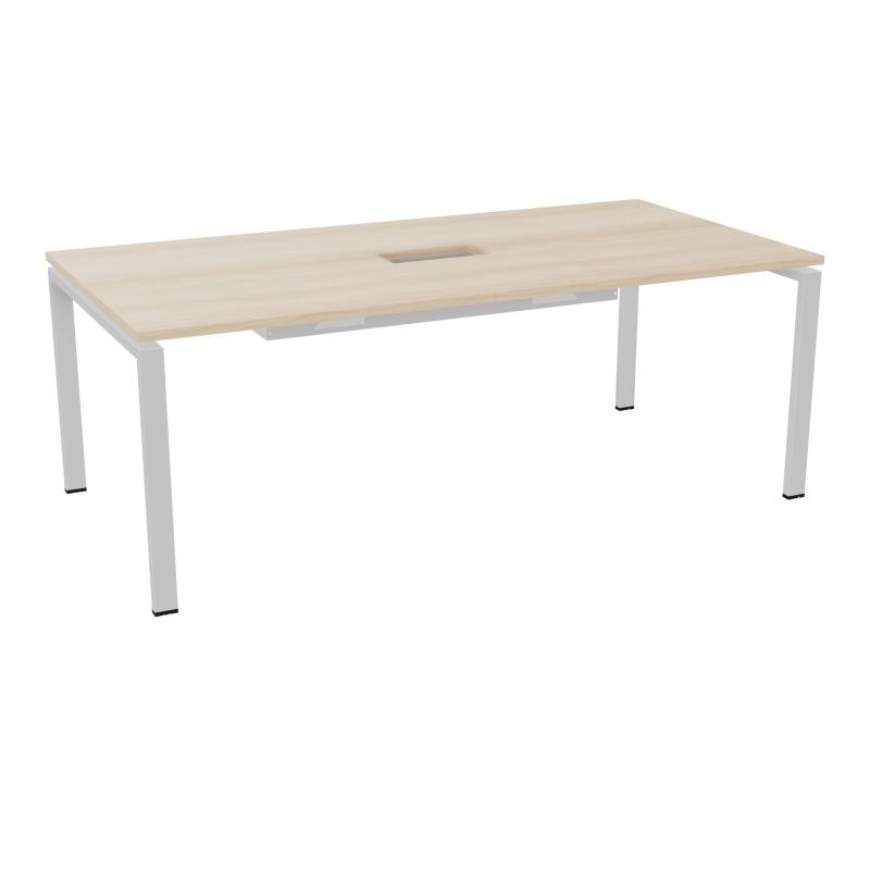 RIO TABLE DE REUNION P100X200 PL PERCE TRAPPE CENTRALE DOUBLE ACCES + GOULOTTE  RZ SD