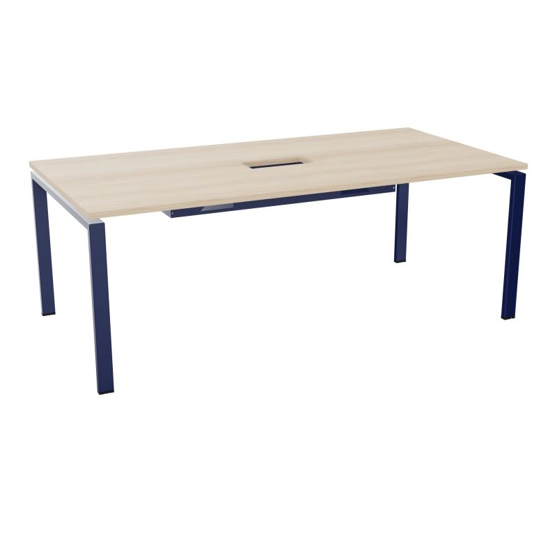 RIO TABLE DE REUNION P100X200 PL PERCE TRAPPE CENTRALE DOUBLE ACCES + GOULOTTE  RZ X4