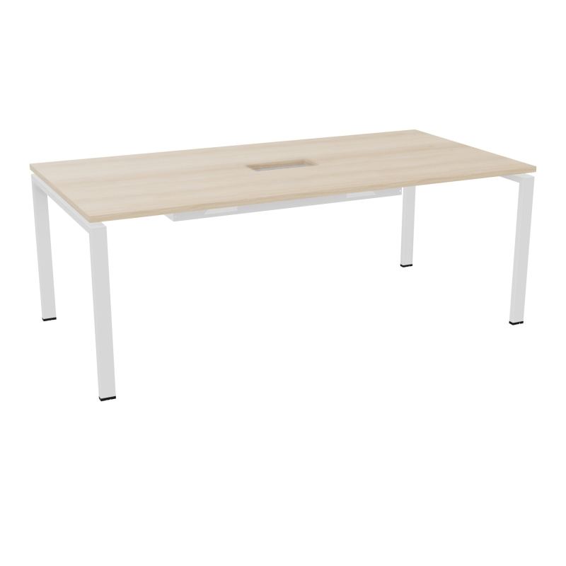 RIO TABLE DE REUNION P100X200 PL PERCE TRAPPE CENTRALE DOUBLE ACCES + GOULOTTE  RZ ZO