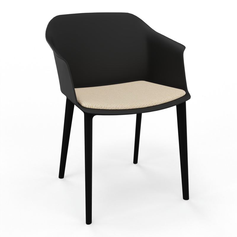 SCOTT FAUTEUIL+PLACET TISSU 4 PIEDS PP COQUE POLYPRO    OQ SV TL