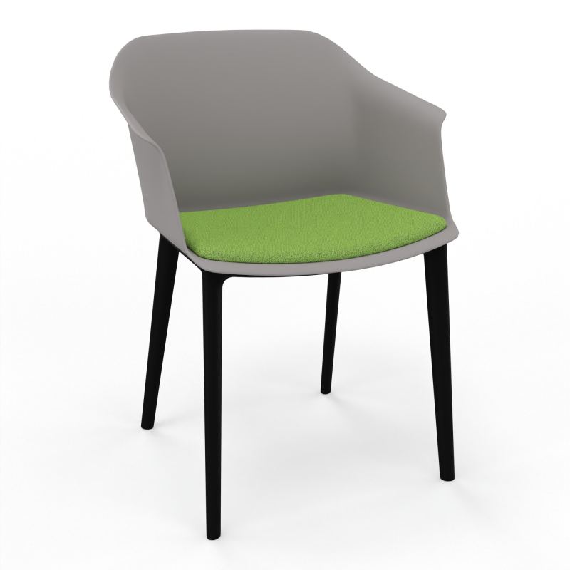 SCOTT FAUTEUIL+PLACET TISSU 4 PIEDS PP COQUE POLYPRO OZ SV BK