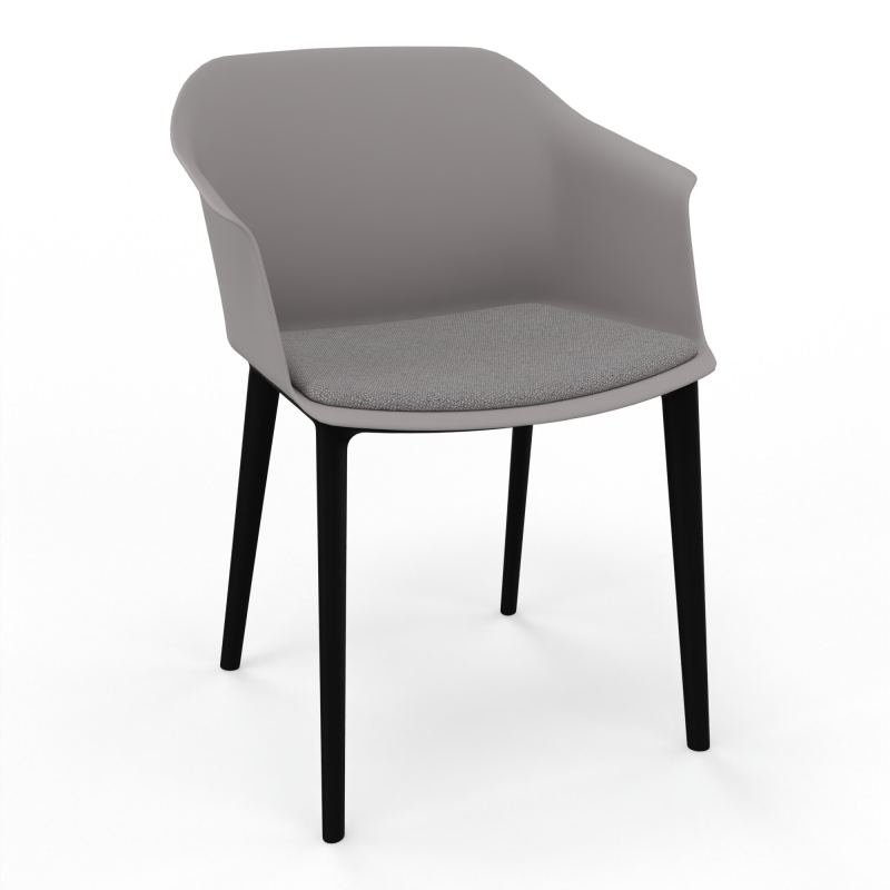 SCOTT FAUTEUIL+PLACET TISSU 4 PIEDS PP COQUE POLYPRO OZ SV BN