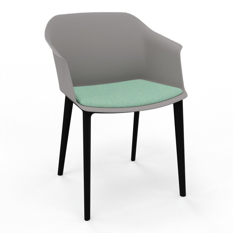 SCOTT FAUTEUIL+PLACET TISSU 4 PIEDS PP COQUE POLYPRO OZ SV DF