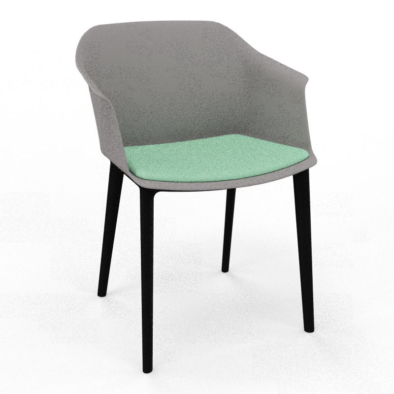 SCOTT FAUTEUIL+PLACET TISSU 4 PIEDS PP COQUE POLYPRO OZ SV E4