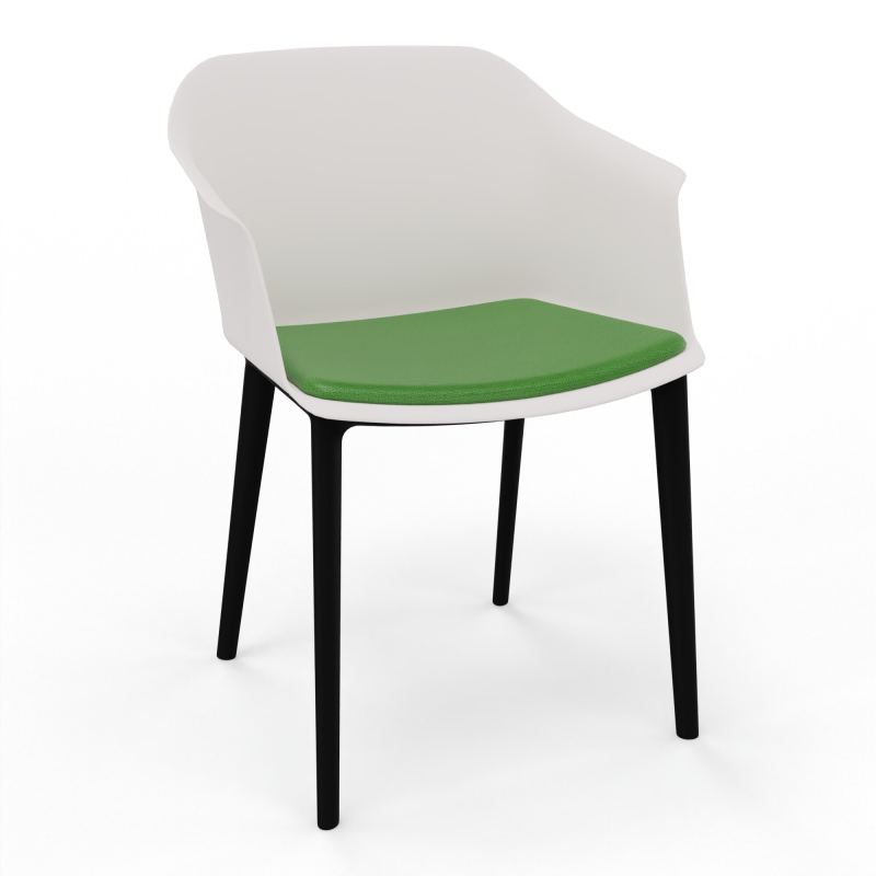 SCOTT FAUTEUIL+PLACET TISSU 4 PIEDS PP COQUE POLYPRO