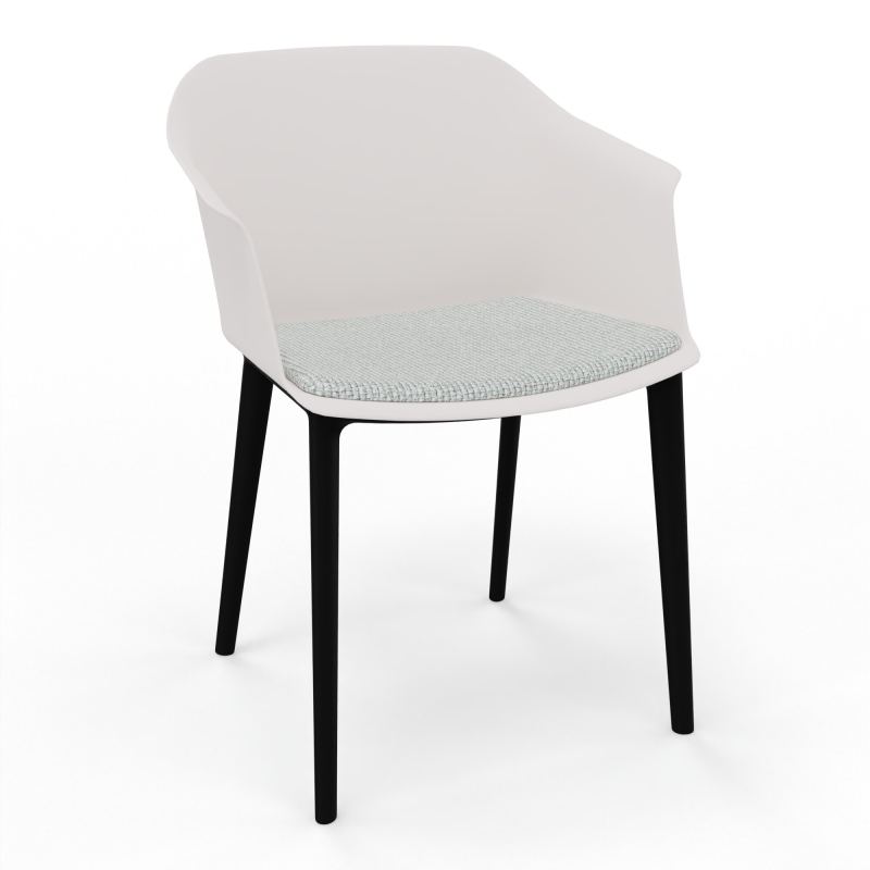 SCOTT FAUTEUIL+PLACET TISSU 4 PIEDS PP COQUE POLYPRO    PB SV T8