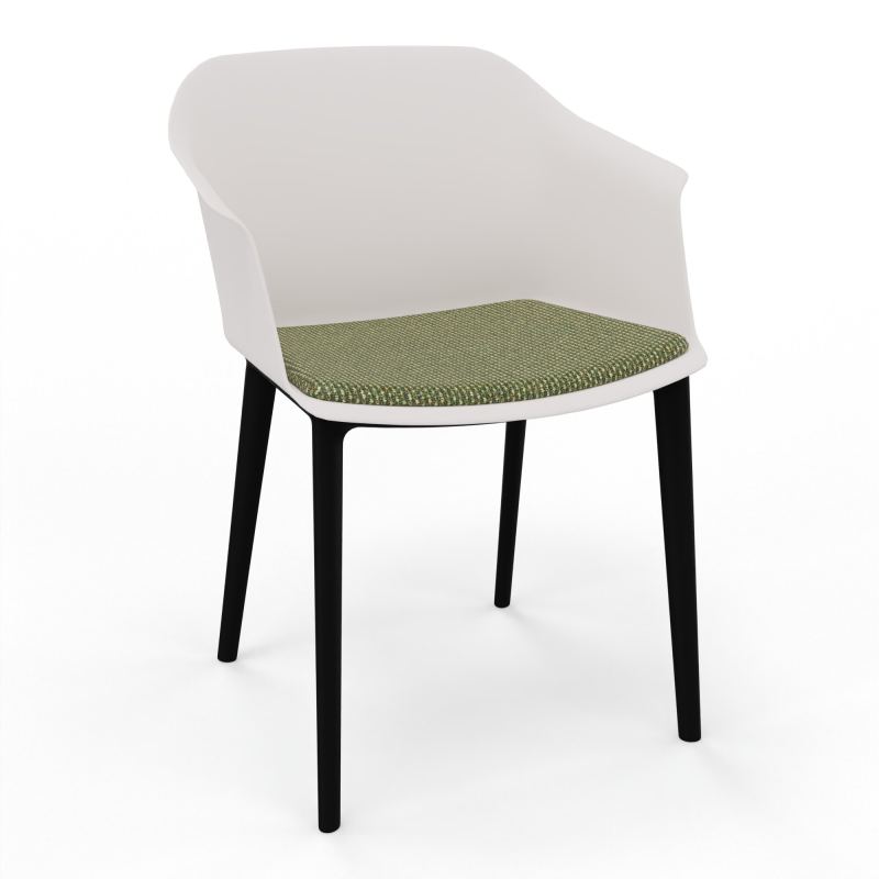 SCOTT FAUTEUIL+PLACET TISSU 4 PIEDS PP COQUE POLYPRO    PB SV TU