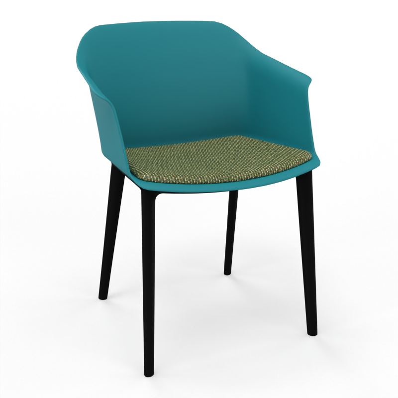 SCOTT FAUTEUIL+PLACET TISSU 4 PIEDS PP COQUE POLYPRO    PN SV TU