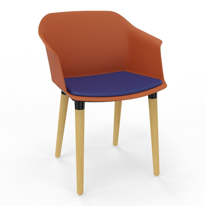 SCOTT FAUTEUIL+PLACET TISSU 4 PIEDS BOIS COQUE POLYPRO O9 XL A3