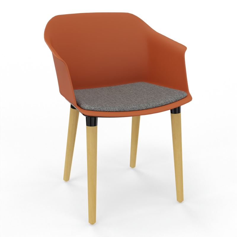 SCOTT FAUTEUIL+PLACET TISSU 4 PIEDS BOIS COQUE POLYPRO O9 XL B1