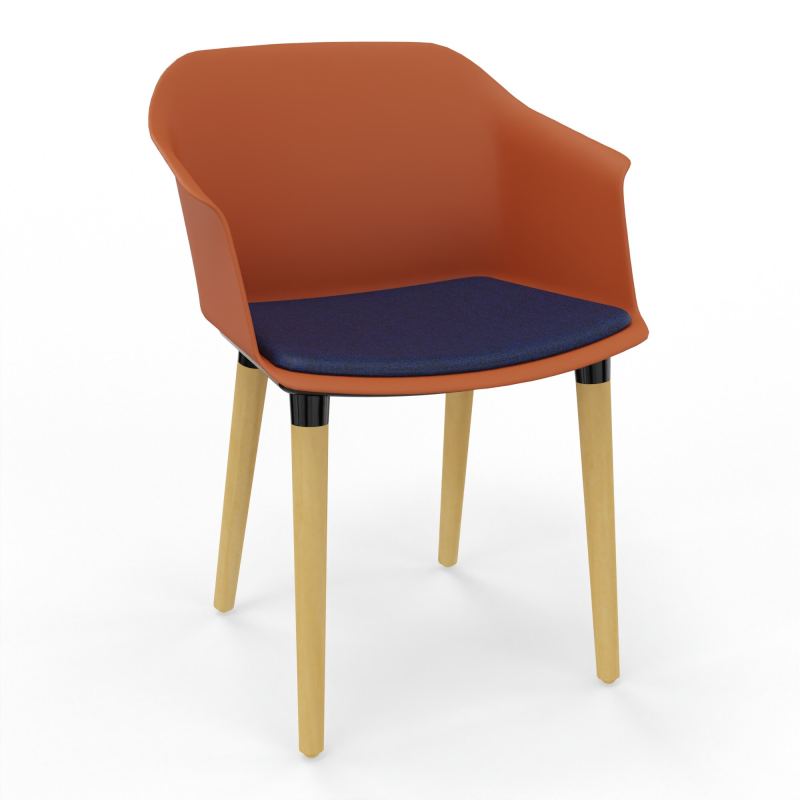 SCOTT FAUTEUIL+PLACET TISSU 4 PIEDS BOIS COQUE POLYPRO O9 XL B6