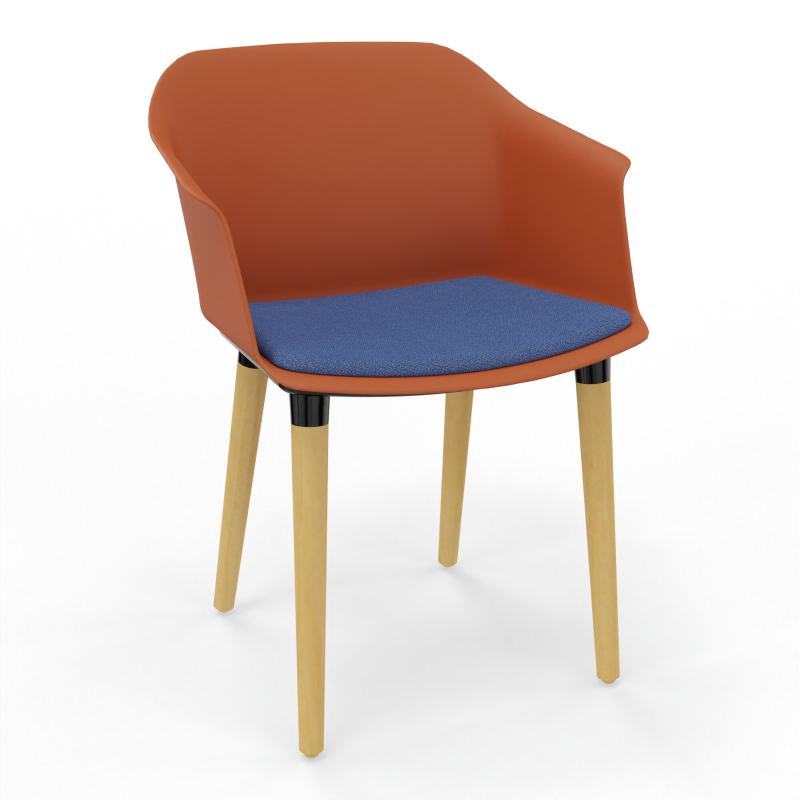 SCOTT FAUTEUIL+PLACET TISSU 4 PIEDS BOIS COQUE POLYPRO O9 XL BH