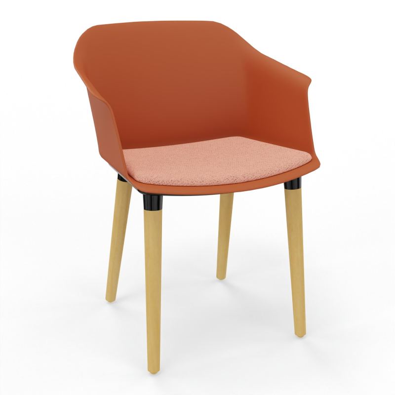 SCOTT FAUTEUIL+PLACET TISSU 4 PIEDS BOIS COQUE POLYPRO O9 XL BL