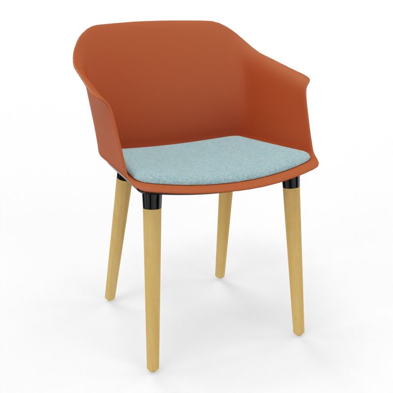 SCOTT FAUTEUIL+PLACET TISSU 4 PIEDS BOIS COQUE POLYPRO O9 XL CJ