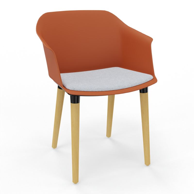 SCOTT FAUTEUIL+PLACET TISSU 4 PIEDS BOIS COQUE POLYPRO O9 XL DA
