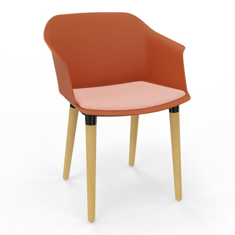 SCOTT FAUTEUIL+PLACET TISSU 4 PIEDS BOIS COQUE POLYPRO O9 XL DH