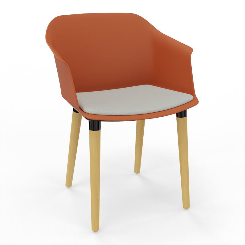 SCOTT FAUTEUIL+PLACET TISSU 4 PIEDS BOIS COQUE POLYPRO O9 XL E5