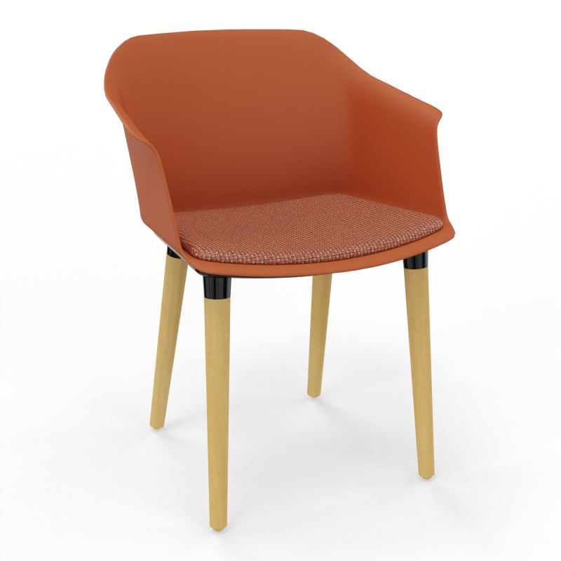 SCOTT FAUTEUIL+PLACET TISSU 4 PIEDS BOIS COQUE POLYPRO    O9 XL T7