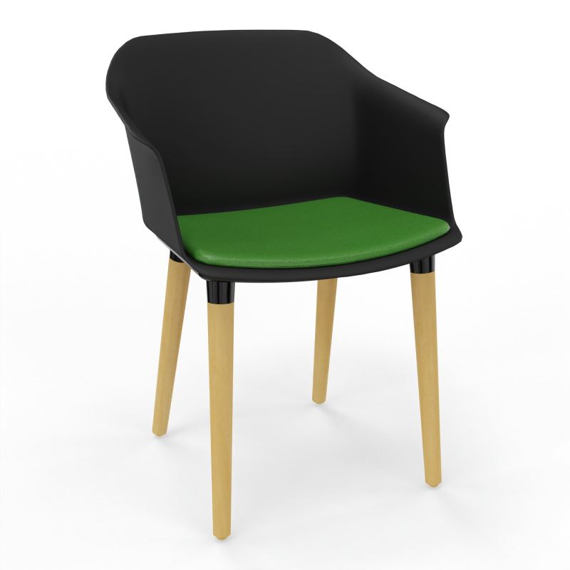 SCOTT FAUTEUIL+PLACET TISSU 4 PIEDS BOIS COQUE POLYPRO OQ XL A1