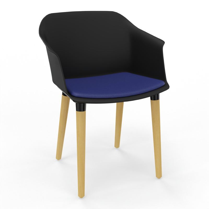 SCOTT FAUTEUIL+PLACET TISSU 4 PIEDS BOIS COQUE POLYPRO OQ XL A3