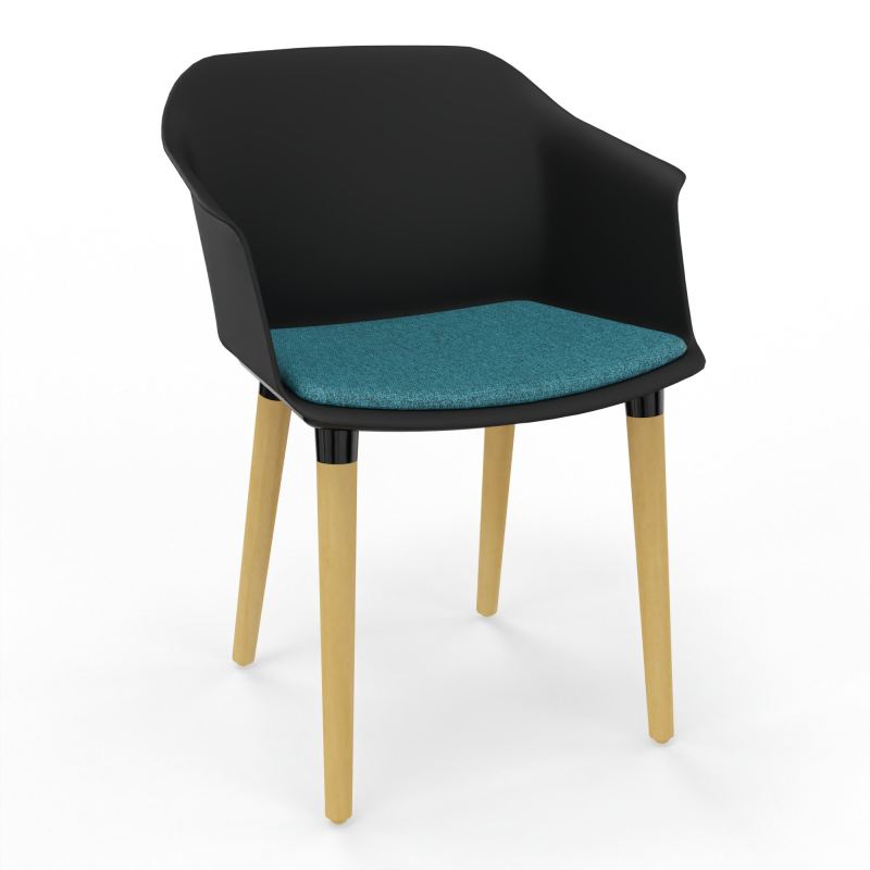 SCOTT FAUTEUIL+PLACET TISSU 4 PIEDS BOIS COQUE POLYPRO OQ XL B4