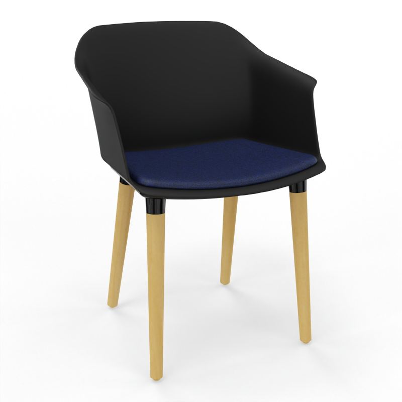 SCOTT FAUTEUIL+PLACET TISSU 4 PIEDS BOIS COQUE POLYPRO OQ XL B6