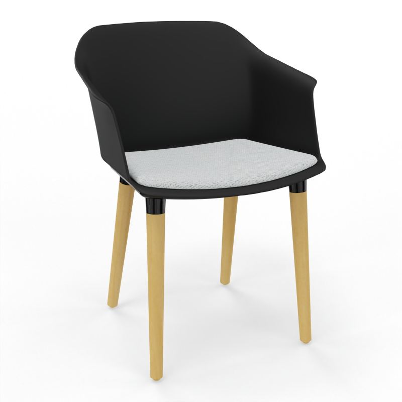 SCOTT FAUTEUIL+PLACET TISSU 4 PIEDS BOIS COQUE POLYPRO OQ XL BC