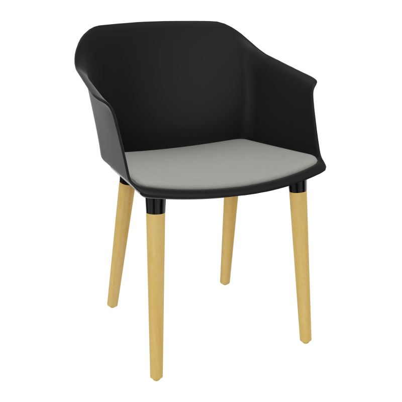 SCOTT FAUTEUIL+PLACET TISSU 4 PIEDS BOIS COQUE POLYPRO OQ XL CA