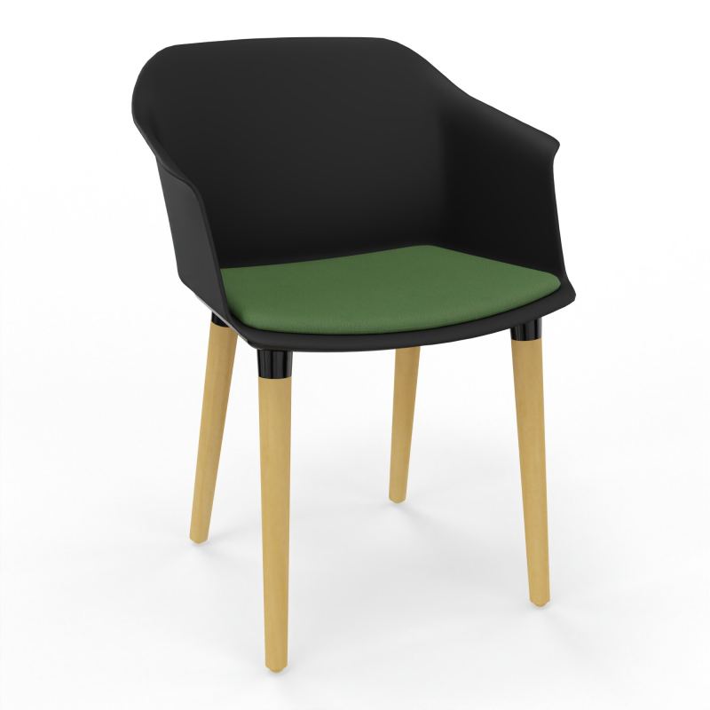 SCOTT FAUTEUIL+PLACET TISSU 4 PIEDS BOIS COQUE POLYPRO OQ XL CE