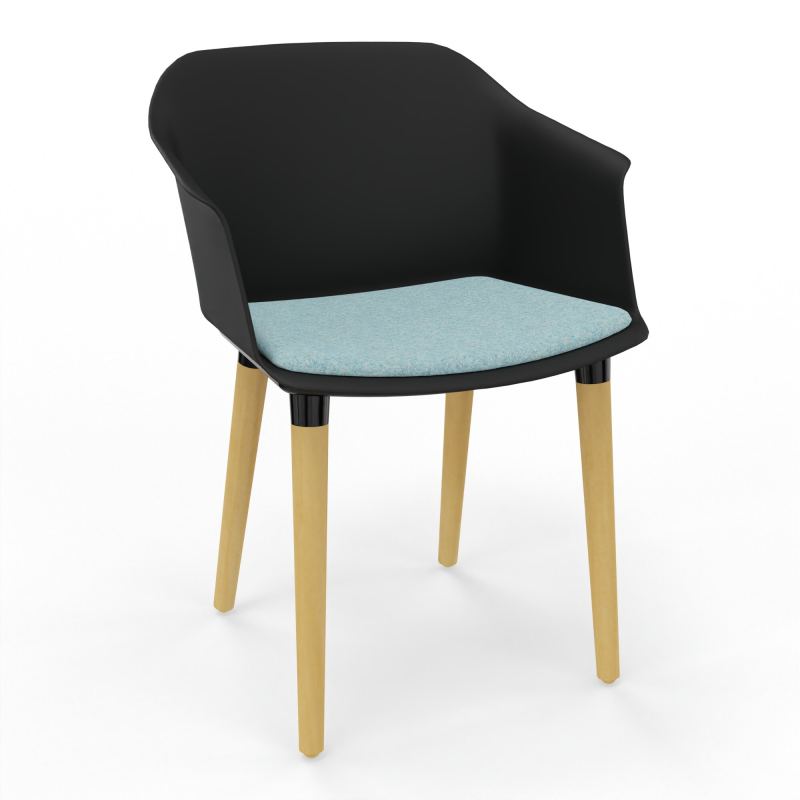 SCOTT FAUTEUIL+PLACET TISSU 4 PIEDS BOIS COQUE POLYPRO OQ XL CJ