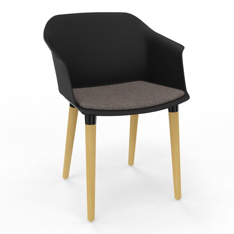 SCOTT FAUTEUIL+PLACET TISSU 4 PIEDS BOIS COQUE POLYPRO OQ XL DD