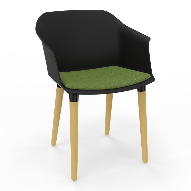 SCOTT FAUTEUIL+PLACET TISSU 4 PIEDS BOIS COQUE POLYPRO OQ XL DE