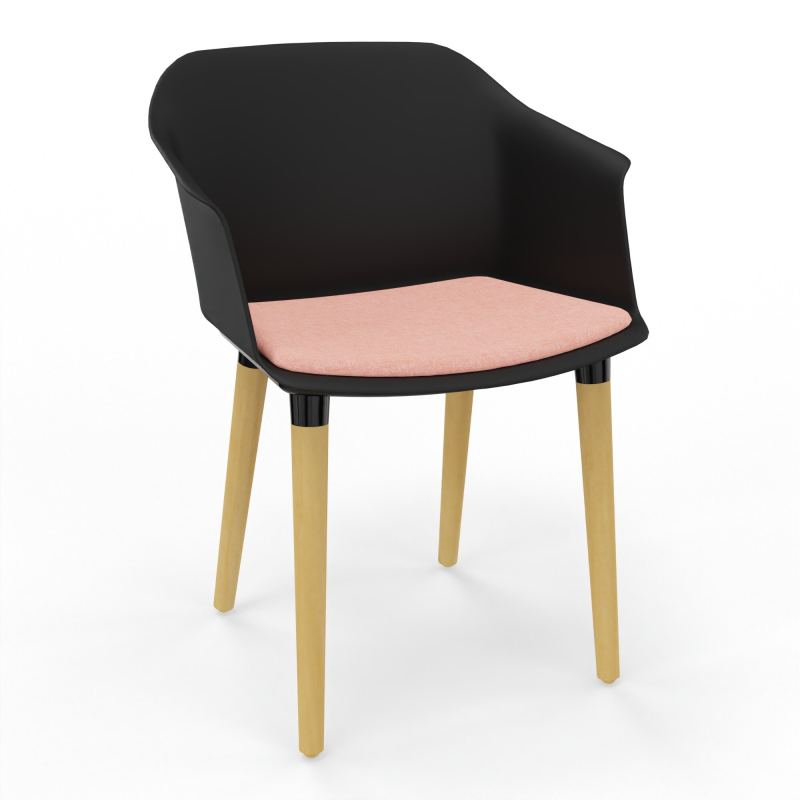 SCOTT FAUTEUIL+PLACET TISSU 4 PIEDS BOIS COQUE POLYPRO OQ XL DH