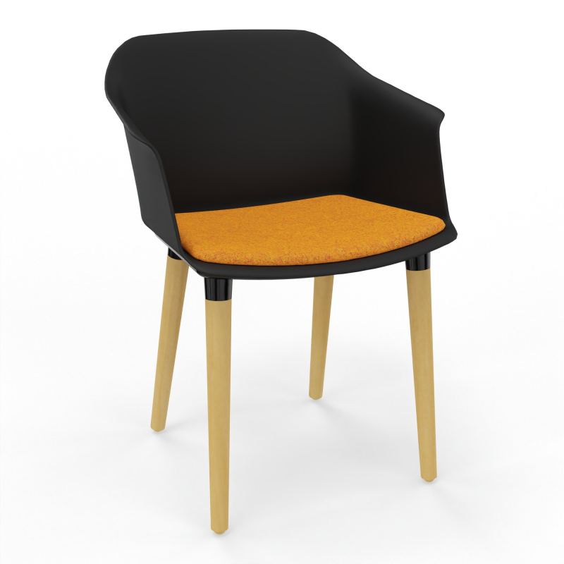 SCOTT FAUTEUIL+PLACET TISSU 4 PIEDS BOIS COQUE POLYPRO OQ XL DI