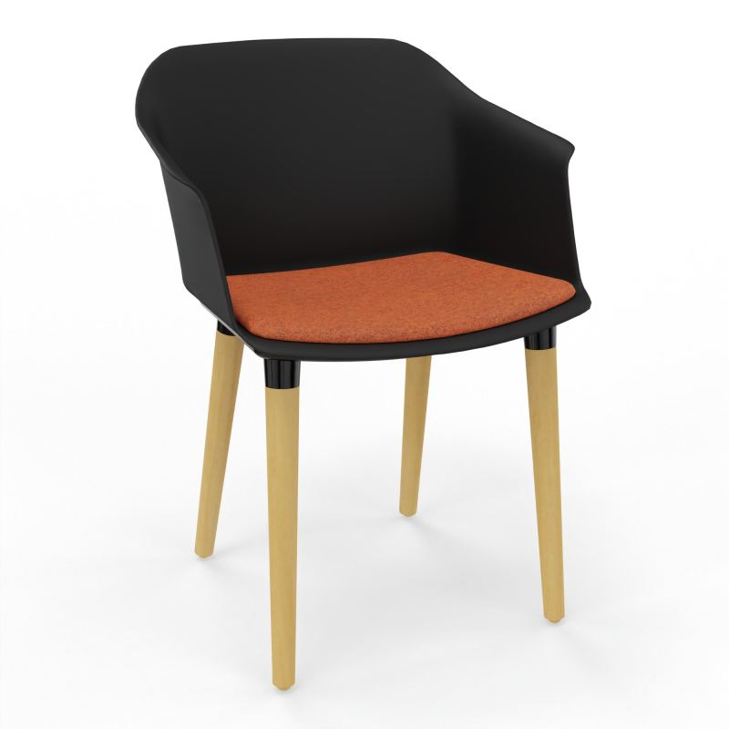 SCOTT FAUTEUIL+PLACET TISSU 4 PIEDS BOIS COQUE POLYPRO OQ XL DJ