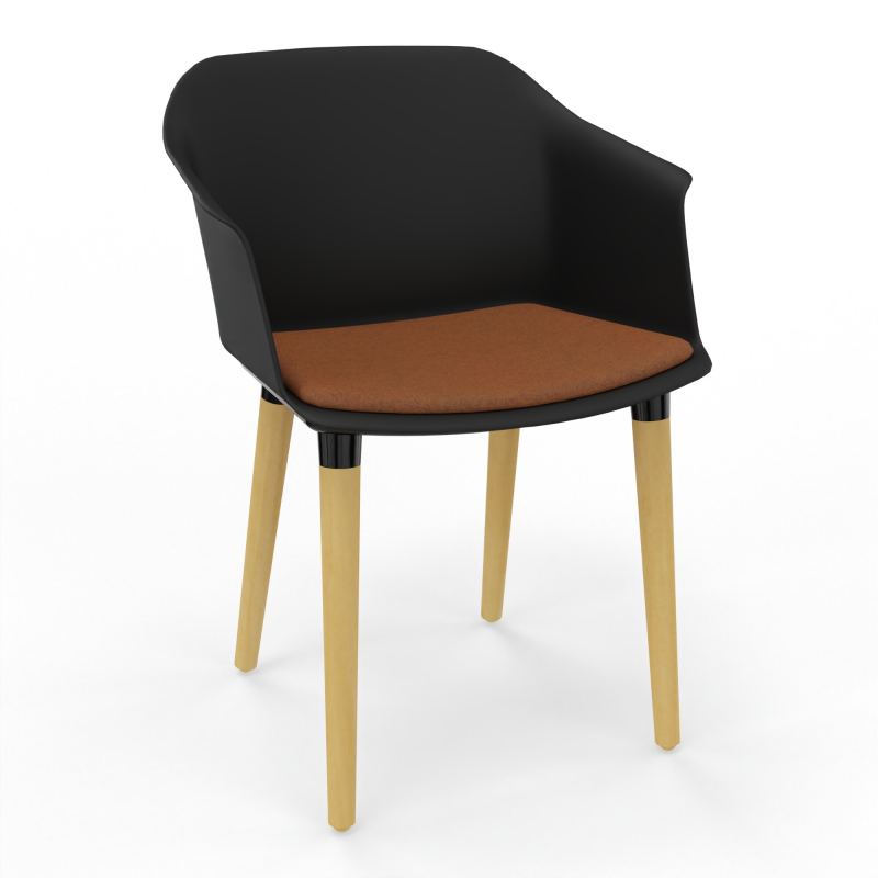 SCOTT FAUTEUIL+PLACET TISSU 4 PIEDS BOIS COQUE POLYPRO OQ XL DZ