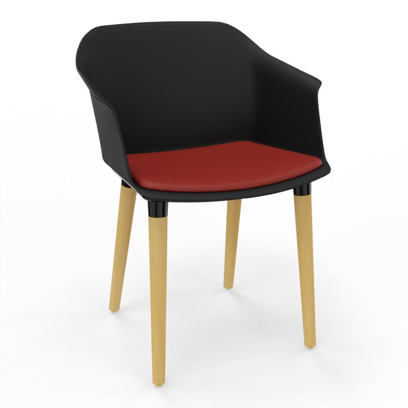SCOTT FAUTEUIL+PLACET TISSU 4 PIEDS BOIS COQUE POLYPRO OQ XL E6