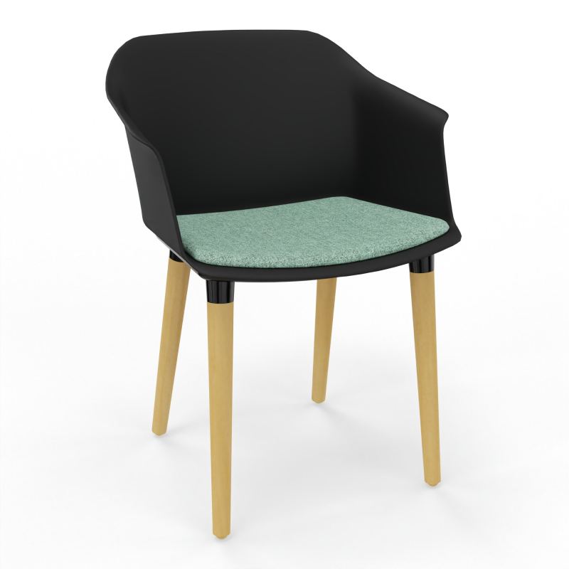 SCOTT FAUTEUIL+PLACET TISSU 4 PIEDS BOIS COQUE POLYPRO OQ XL E7