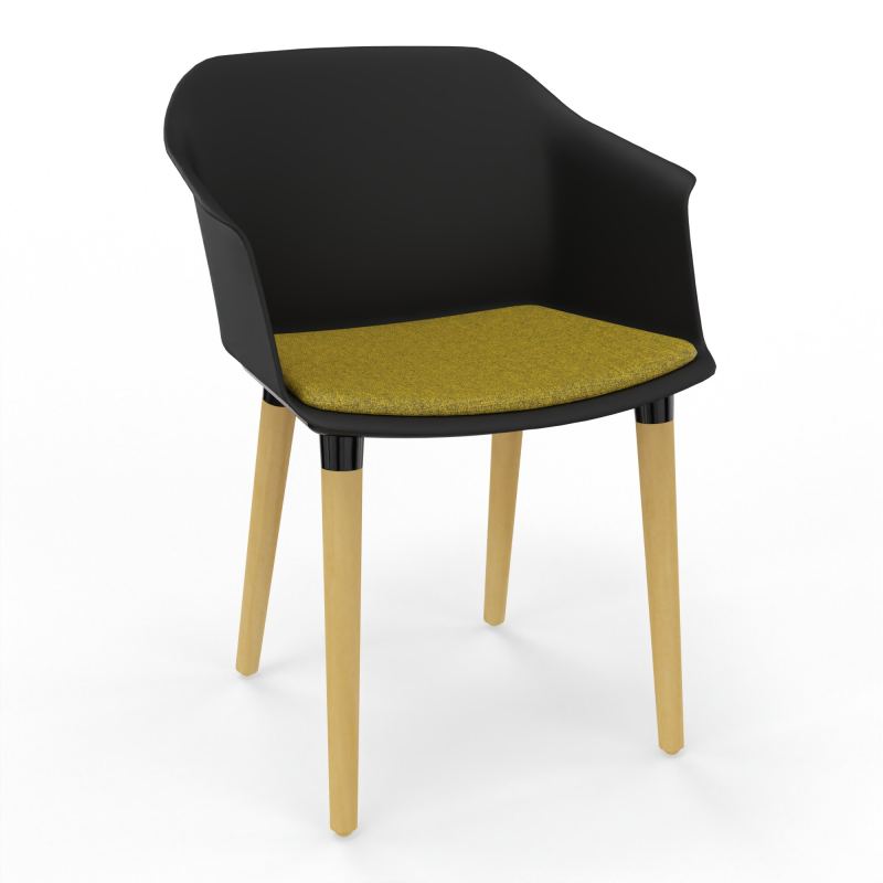 SCOTT FAUTEUIL+PLACET TISSU 4 PIEDS BOIS COQUE POLYPRO OQ XL E9