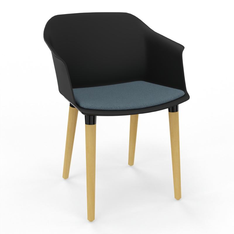 SCOTT FAUTEUIL+PLACET TISSU 4 PIEDS BOIS COQUE POLYPRO OQ XL KA