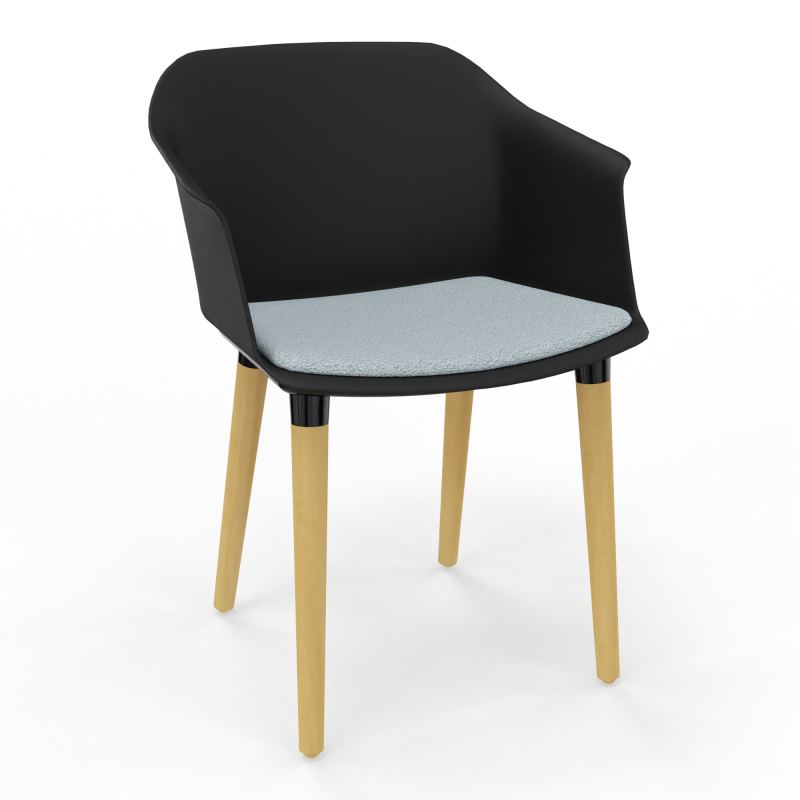 SCOTT FAUTEUIL+PLACET TISSU 4 PIEDS BOIS COQUE POLYPRO OQ XL KD