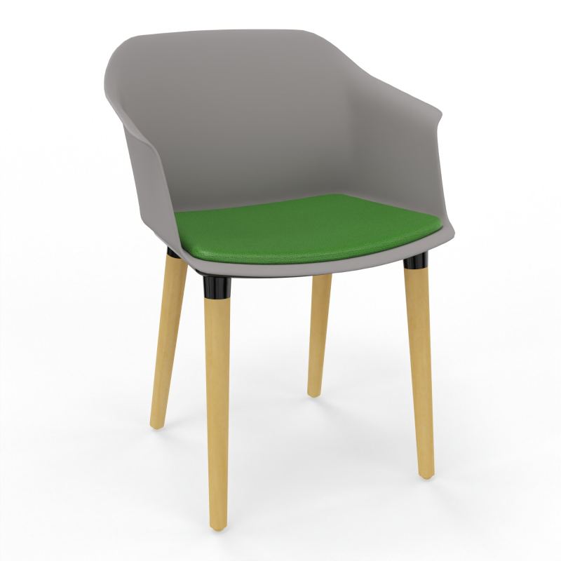 SCOTT FAUTEUIL+PLACET TISSU 4 PIEDS BOIS COQUE POLYPRO OZ XL A1