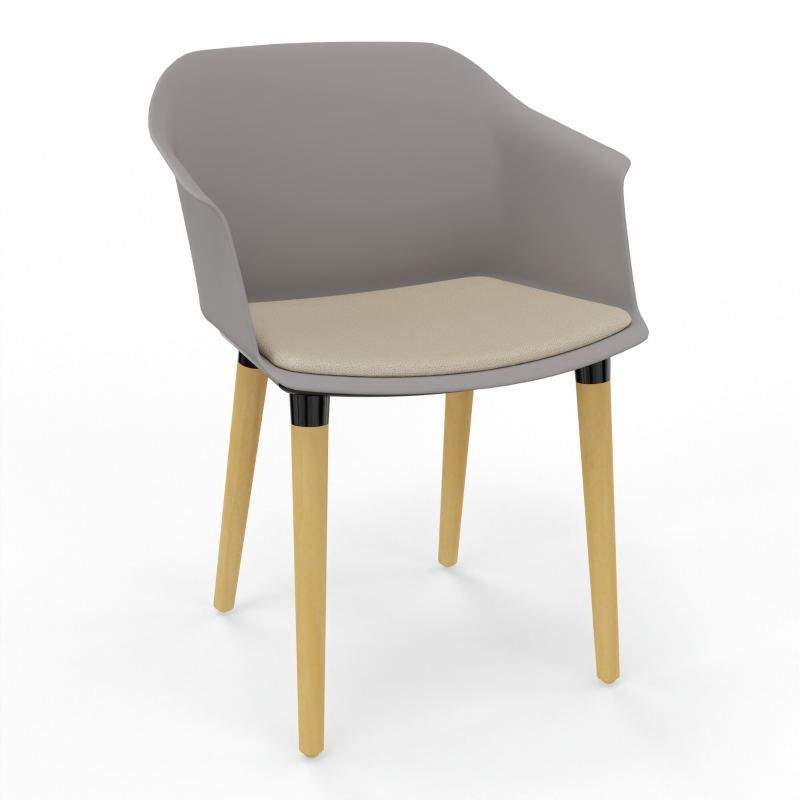 SCOTT FAUTEUIL+PLACET TISSU 4 PIEDS BOIS COQUE POLYPRO OZ XL A2