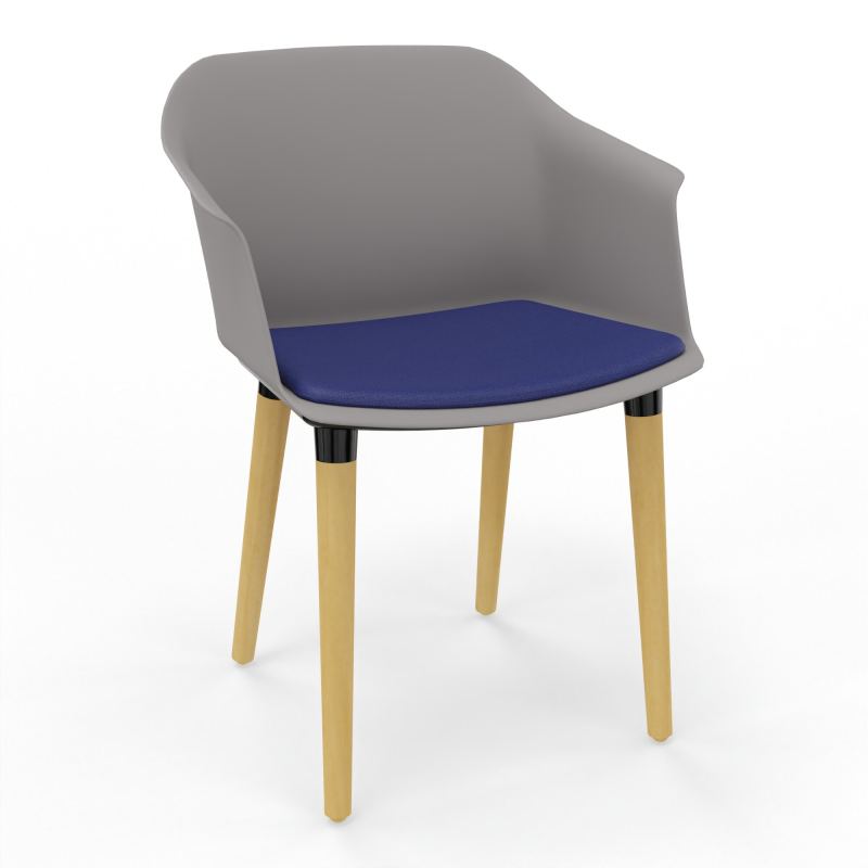 SCOTT FAUTEUIL+PLACET TISSU 4 PIEDS BOIS COQUE POLYPRO OZ XL A3
