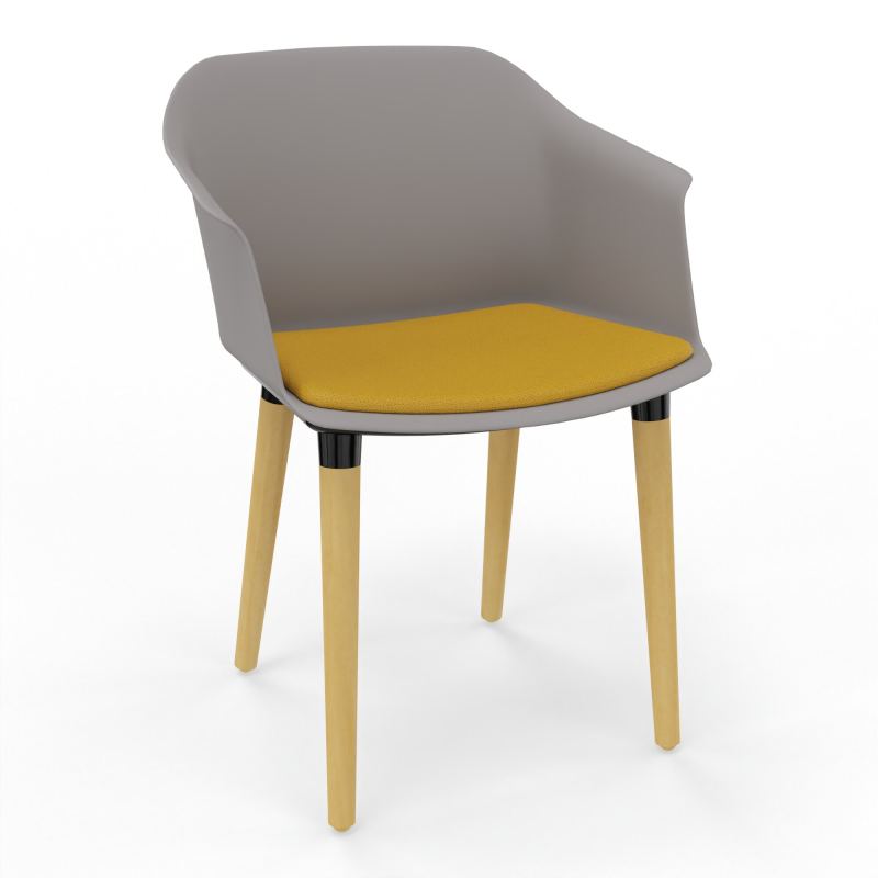 SCOTT FAUTEUIL+PLACET TISSU 4 PIEDS BOIS COQUE POLYPRO OZ XL A5