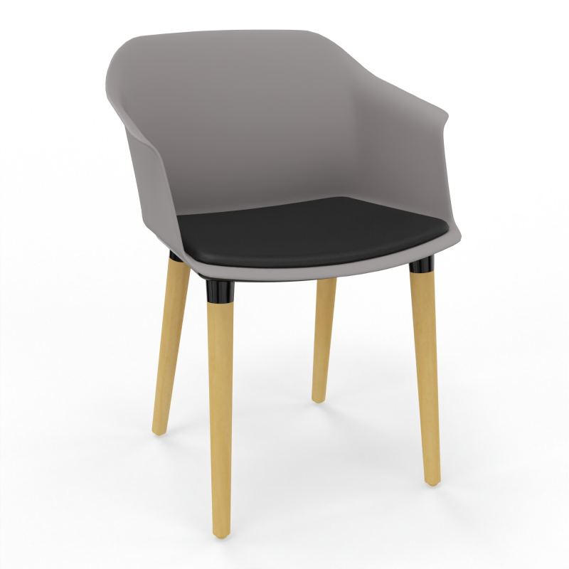 SCOTT FAUTEUIL+PLACET TISSU 4 PIEDS BOIS COQUE POLYPRO OZ XL A6